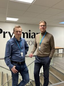 Prysmianin myyntijohtaja Juha Majamäki ja Etelä-Suomen avainasiakaspäällikkö Torbjörn Theman
